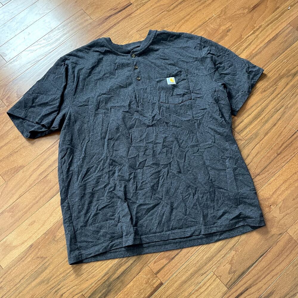 Carhartt Gray Crew Neck Short Sleeve Buttoned T Shirt Size 2XL Loose Fit